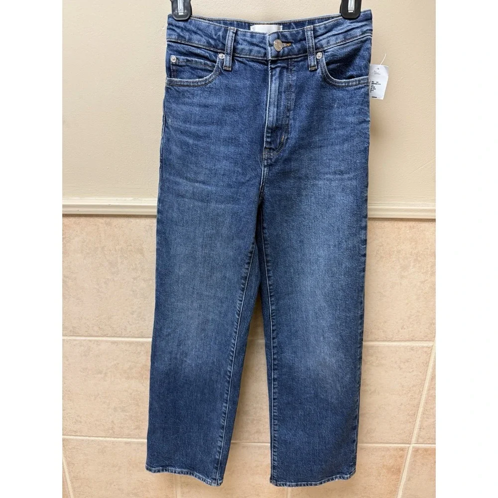 FRAME The Wide Straight Leg Jeans Blue Denim Ankle Length Sz 24 NWT $268 - Picture 2 of 16